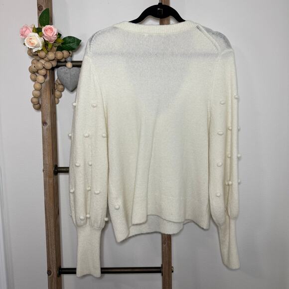 Madewell Bobble Dashwood V Neck Bright Ivory Sweater Size Medium - Picture 7 of 10